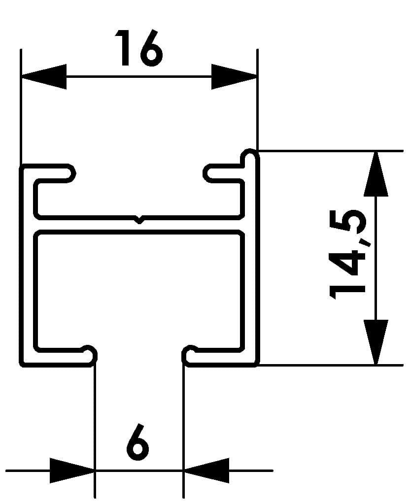 Querschnitt Simple 155 mit Maßen 16 x 14,5 mm