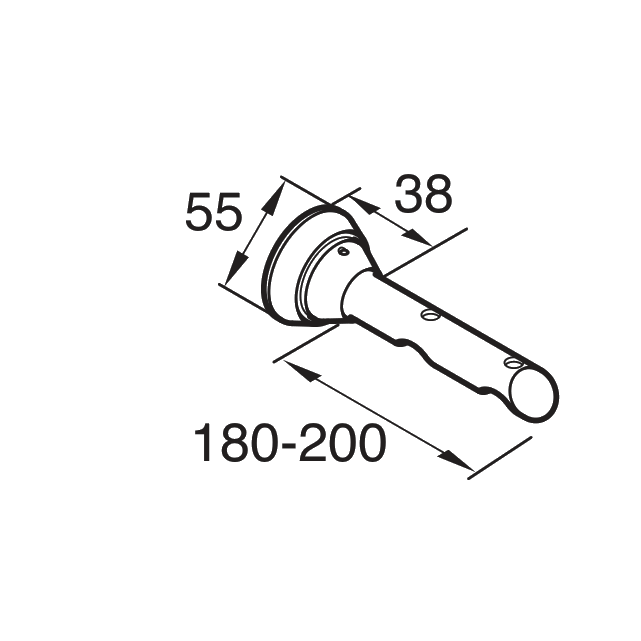 Alugard Stilträger zweiläufig für Modell 845 und 865 mit Wandabstand 180 bis 200 mm, technische Zeichnung