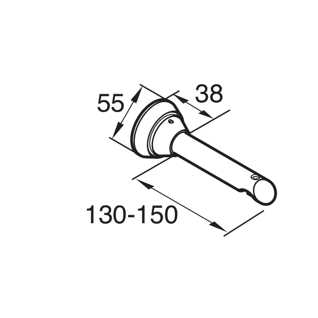 Alugard Stilträger einläufig für Modell 845 und 865 mit Wandabstand 130 bis 150 mm, technische Zeichnung