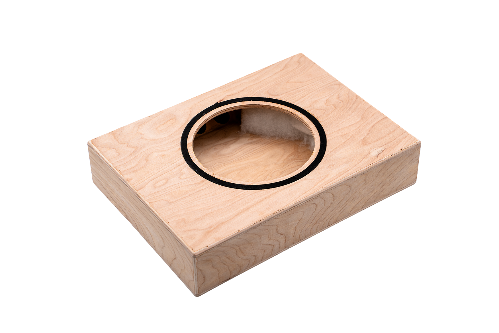Loxone Einbaugehäuse für 7" Install Speaker, Blick in die mit Akustikvlies gedämpfte Kammer