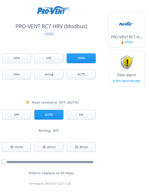 PRO-VENT Mistral Quick App PRO-VENT Mistral Quick App