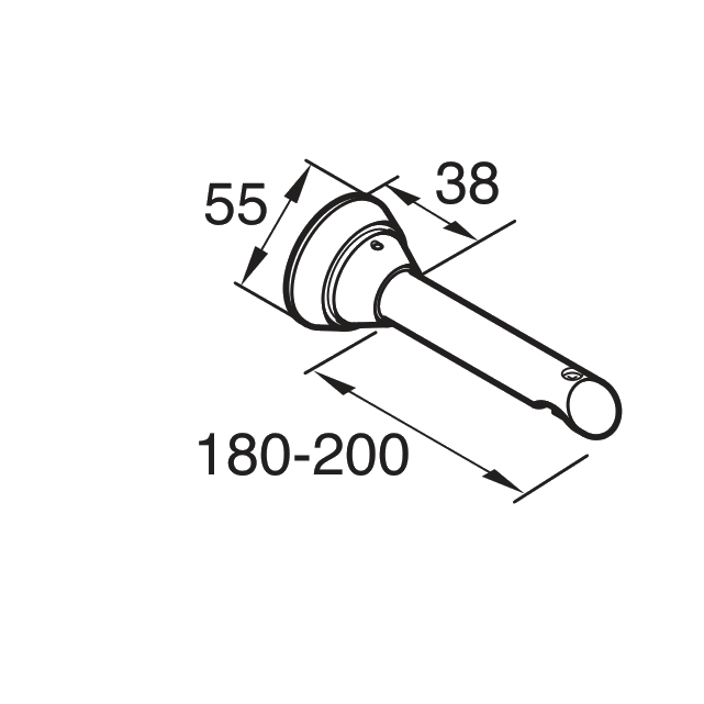 Alugard Stilträger einläufig für Modell 845 und 865 mit Wandabstand 180 bis 200 mm, technische Zeichnung