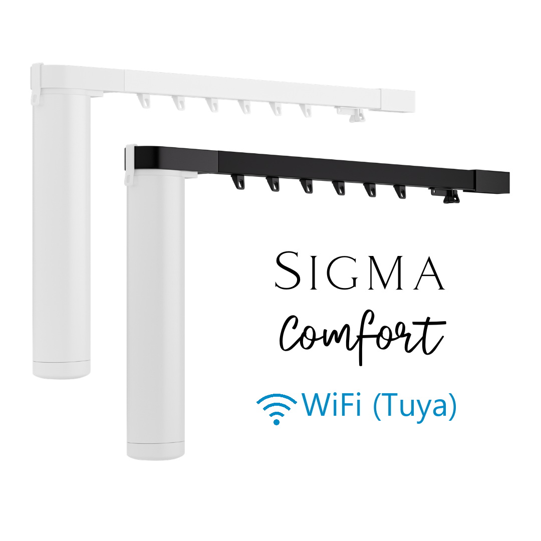 Mio Decor Sigma Comfort WiFi (Tuya) elektrische Vorhangschiene in Weiß und Schwarz