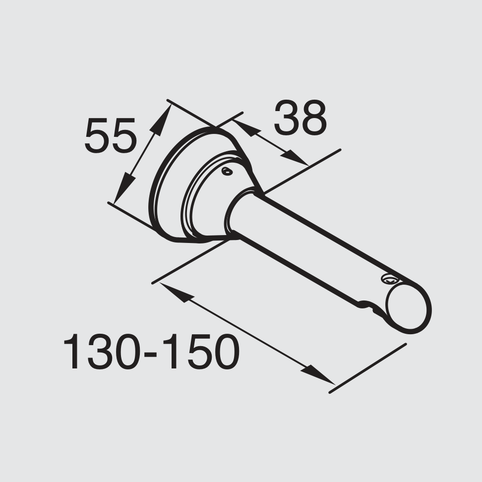 Alugard Stilträger einläufig Modell 440 mit Wandabstand 130 bis 150 mm, technische Zeichnung