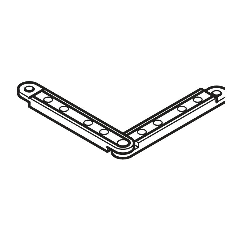 Alugard Eckverbinder aus Metall, technische Zeichnung