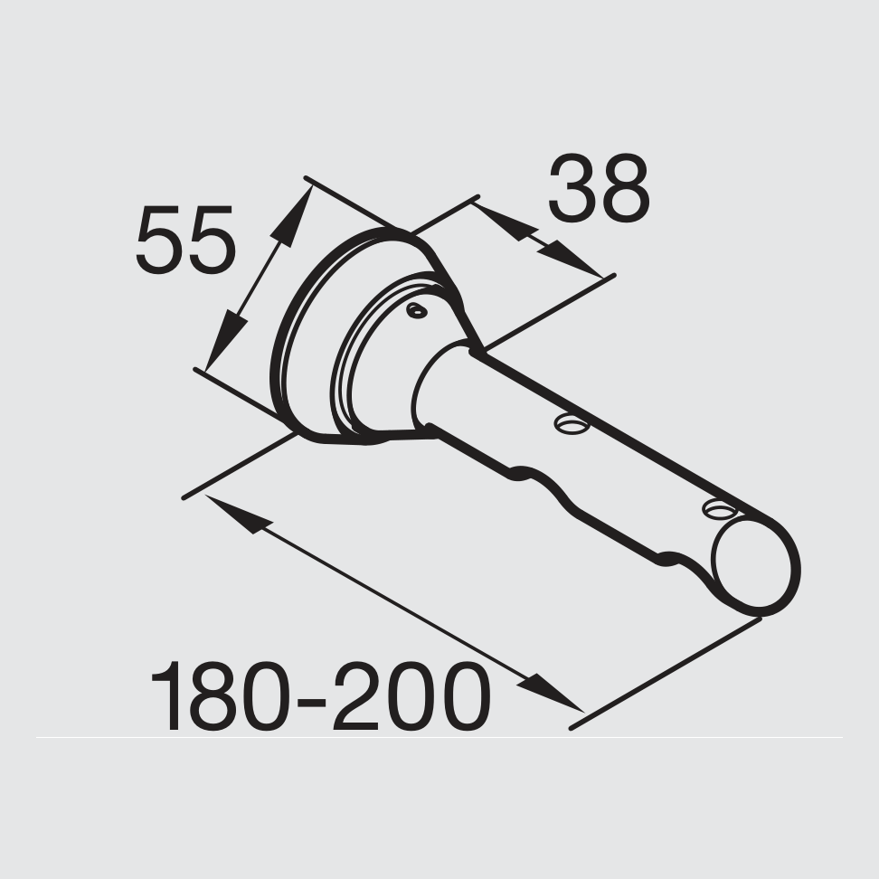 Alugard Stilträger zweiläufig Modell 440 mit Wandabstand 180 bis 200 mm, technische Zeichnung