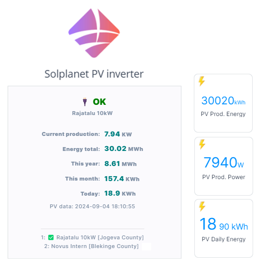 Solplanet PV Wechselrichter Quick App