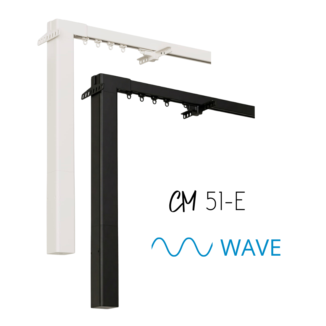 Motion Blinds CM-51-E Wave Vorhangschiene weiss und schwarz mit Motor