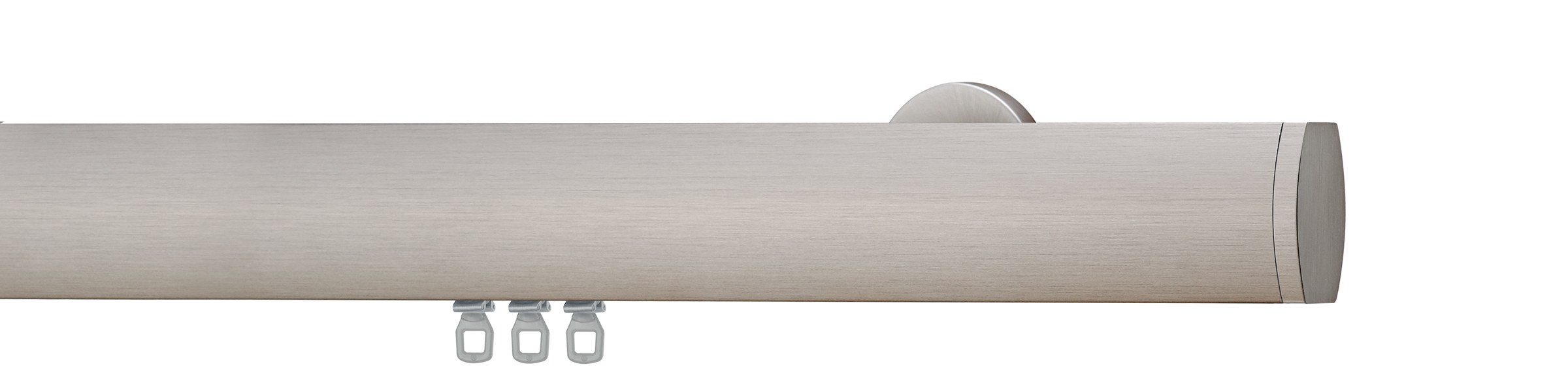Büsche TECDOR Vorhangschiene OVAL 40 in Nickel matt mit Wandträger