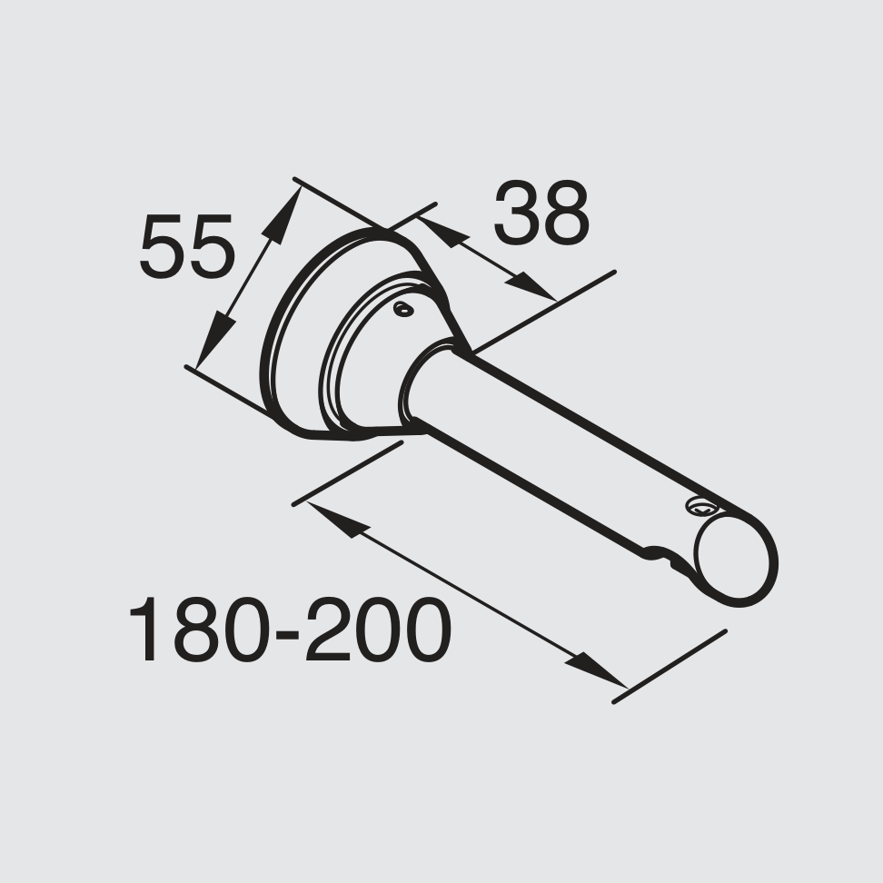 Alugard Stilträger einläufig Modell 440 mit Wandabstand 180 bis 200 mm, technische Zeichnung