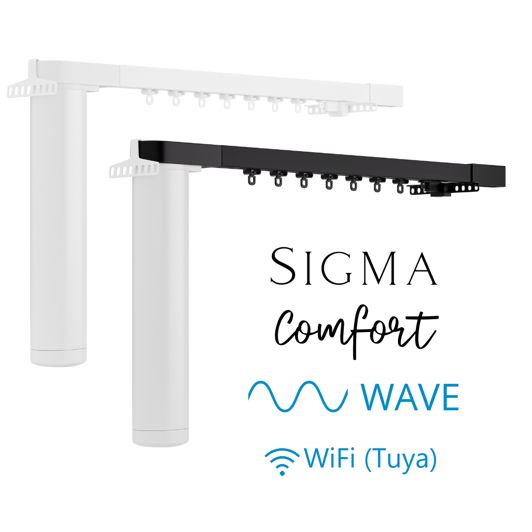 Mio Decor Sigma Comfort Wave WiFi (Tuya) elektrische Vorhangschiene in Weiß und Schwarz