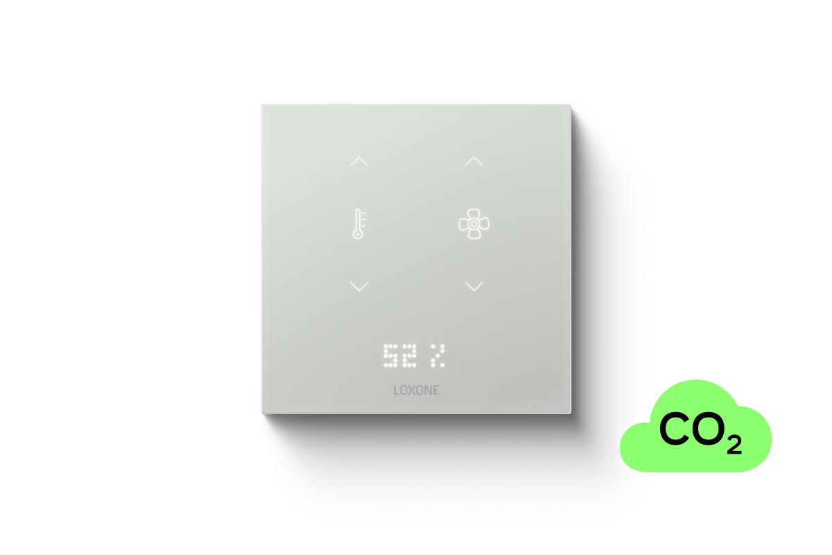 Loxone Touch Pure Flex 24V CO2 Air Samtweiß, Frontansicht