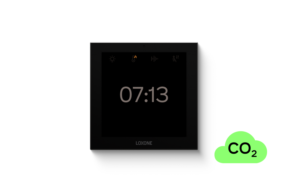 Loxone Touch Pure Display CO2 Tree, Frontansicht