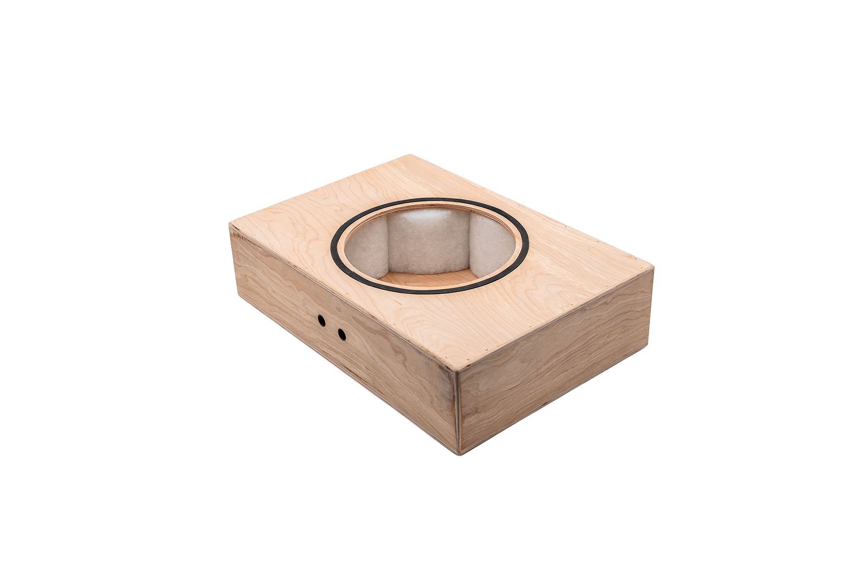 Loxone Einbaugehäuse für 10" Install Speaker, Blick in die mit Akustikvlies gedämpfte Kammer