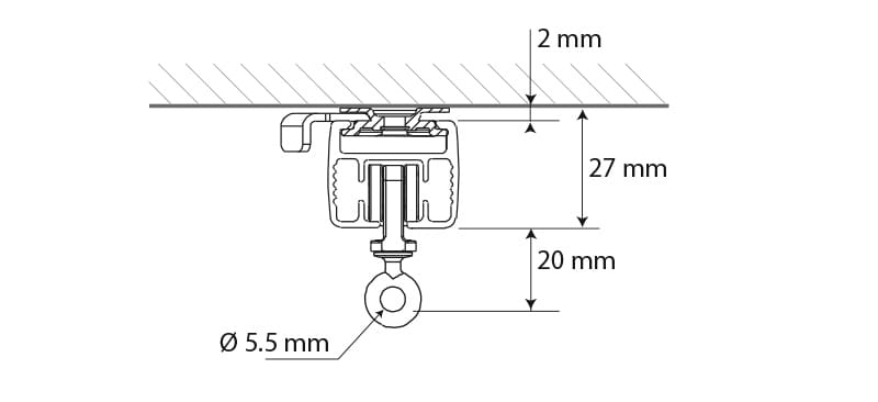 Querschnitt Comfort 90 Schiene mit Maßen