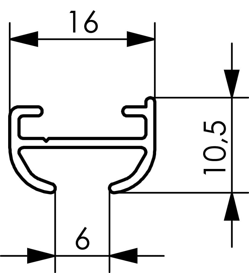 Querschnitt Simple 150 mit Maßen 16 x 10,5 mm